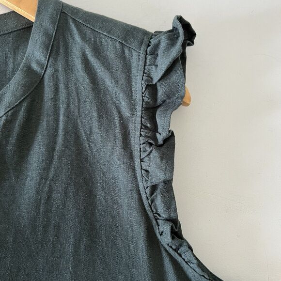 Adyson Parker Dress 1X Linen Blend Flutter Sleeve Long Tiered Summer Midi - Picture 2 of 9